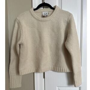 Lili Sidonio Cream Neutral Wool Blend Sweater Medium Women